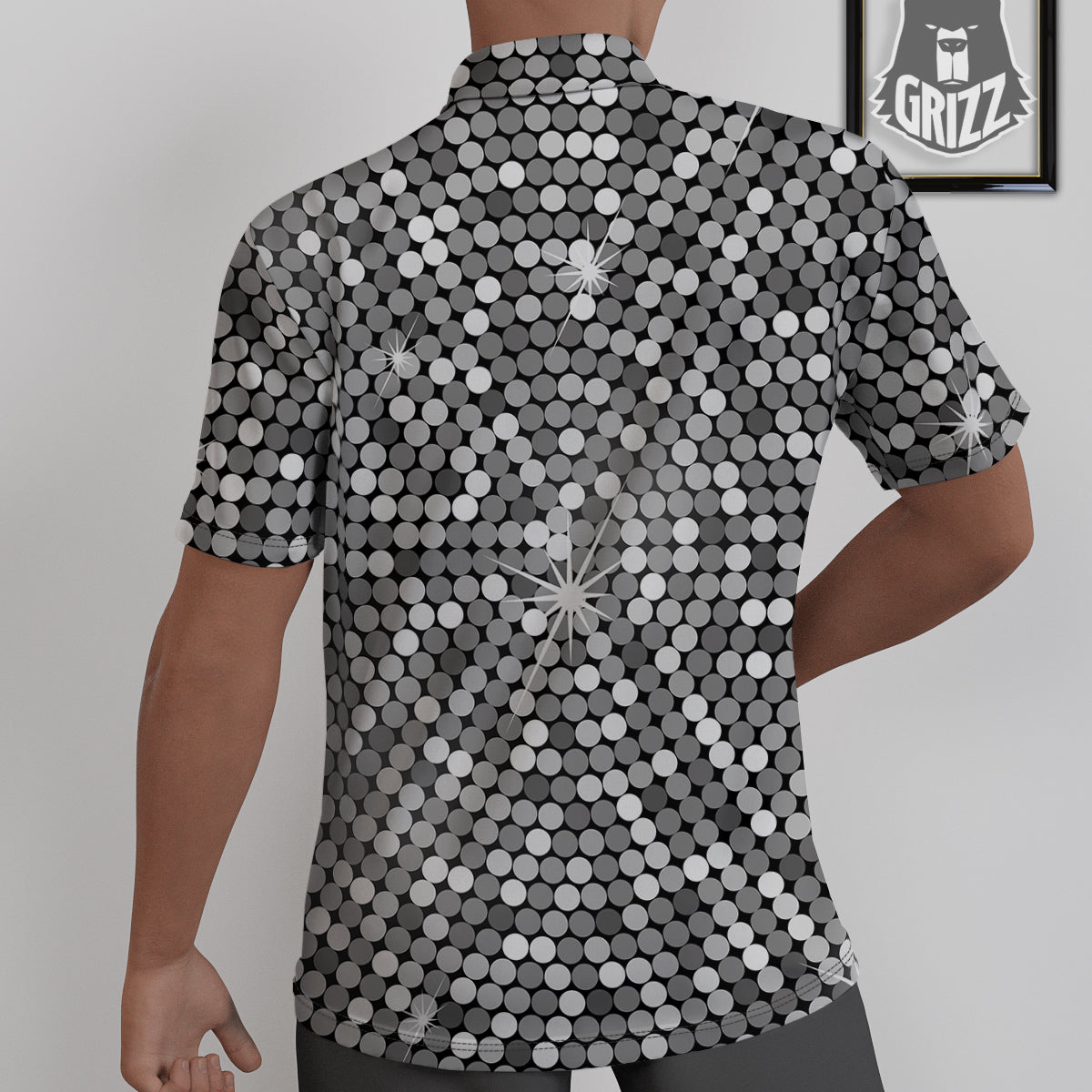 Disco Ball Texture Print Untucked Shirts-grizzshop