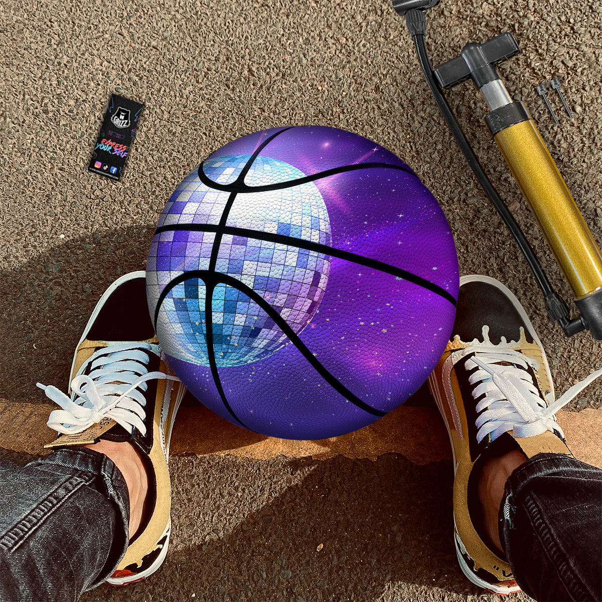 Disco Ball Ultraviolet Print Basketball-grizzshop