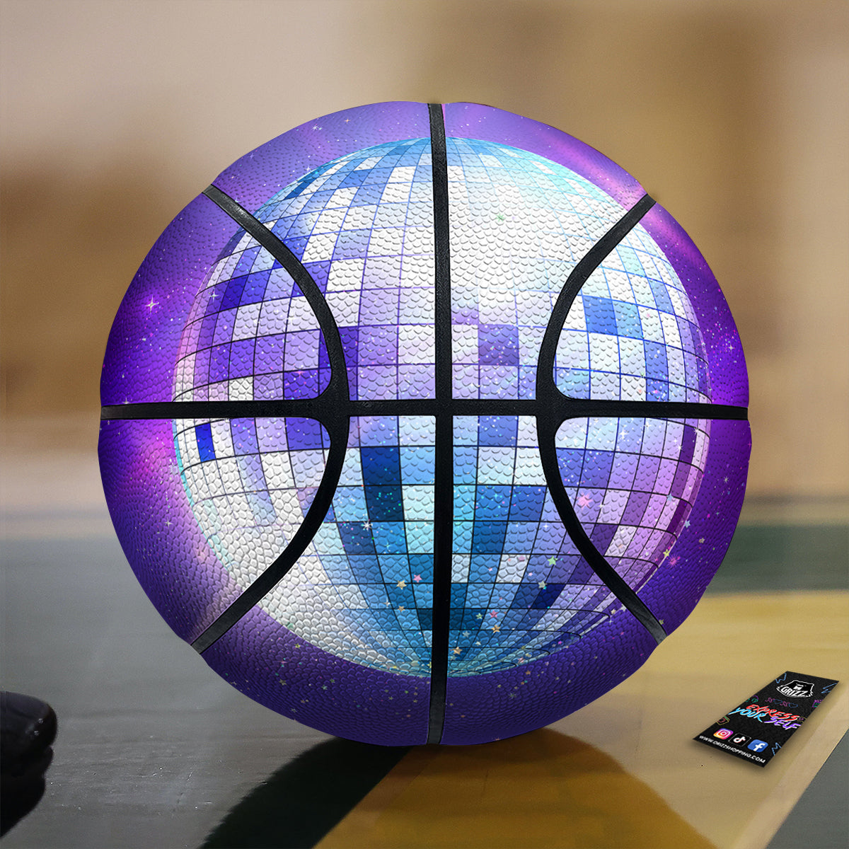 Disco Ball Ultraviolet Print Basketball-grizzshop