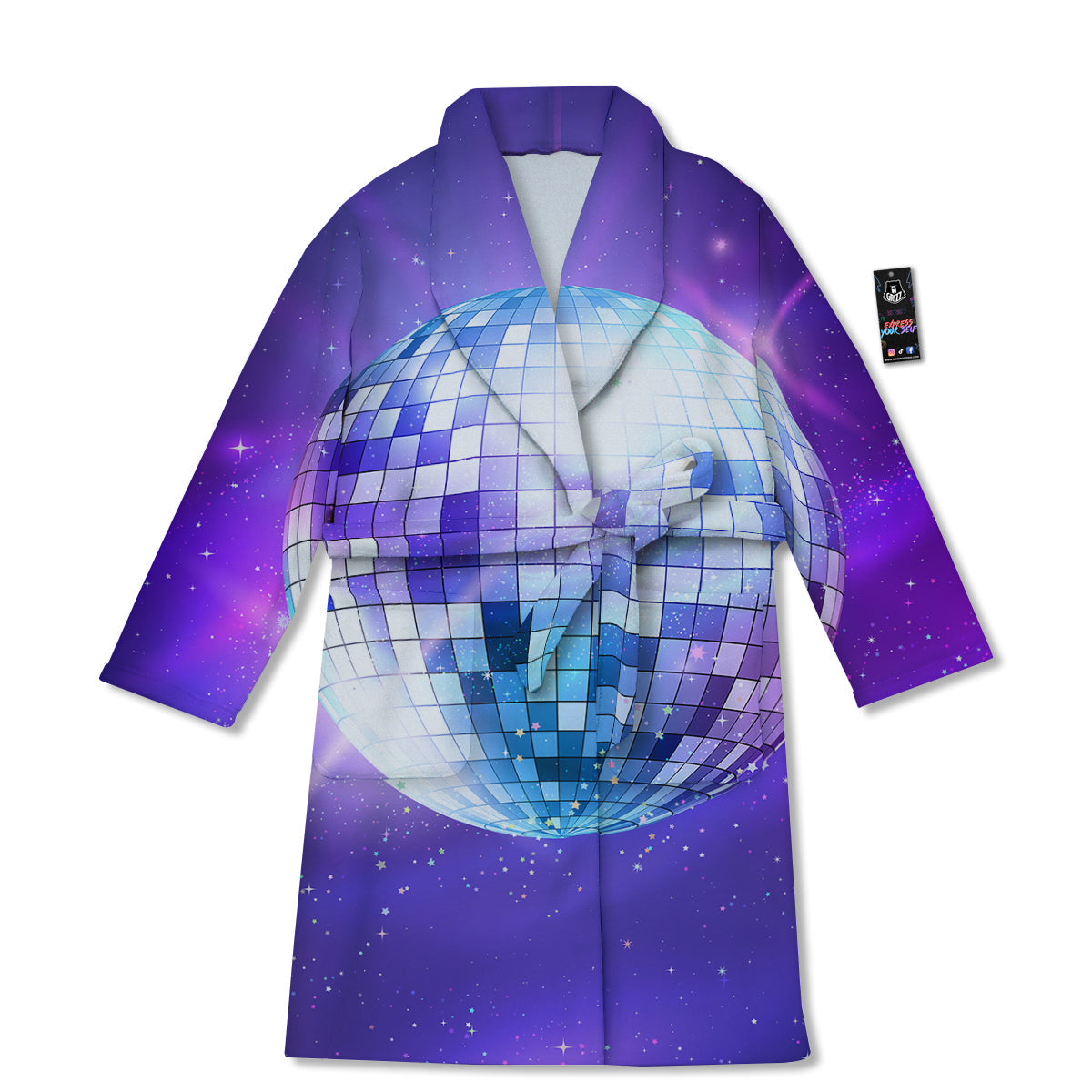 Disco Ball Ultraviolet Print Bathrobe-grizzshop