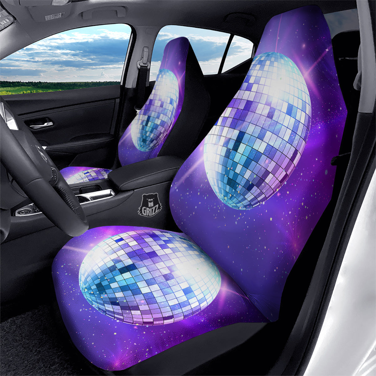 Disco Ball Ultraviolet Print Car Seat Covers-grizzshop