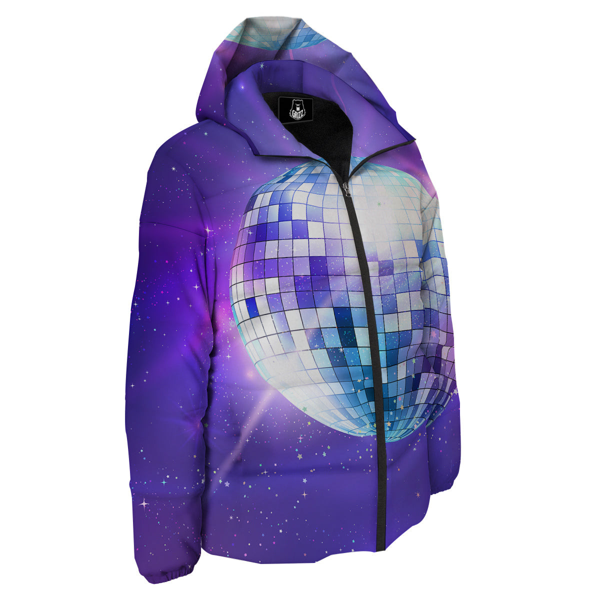 Disco Ball Ultraviolet Print Down Jacket-grizzshop