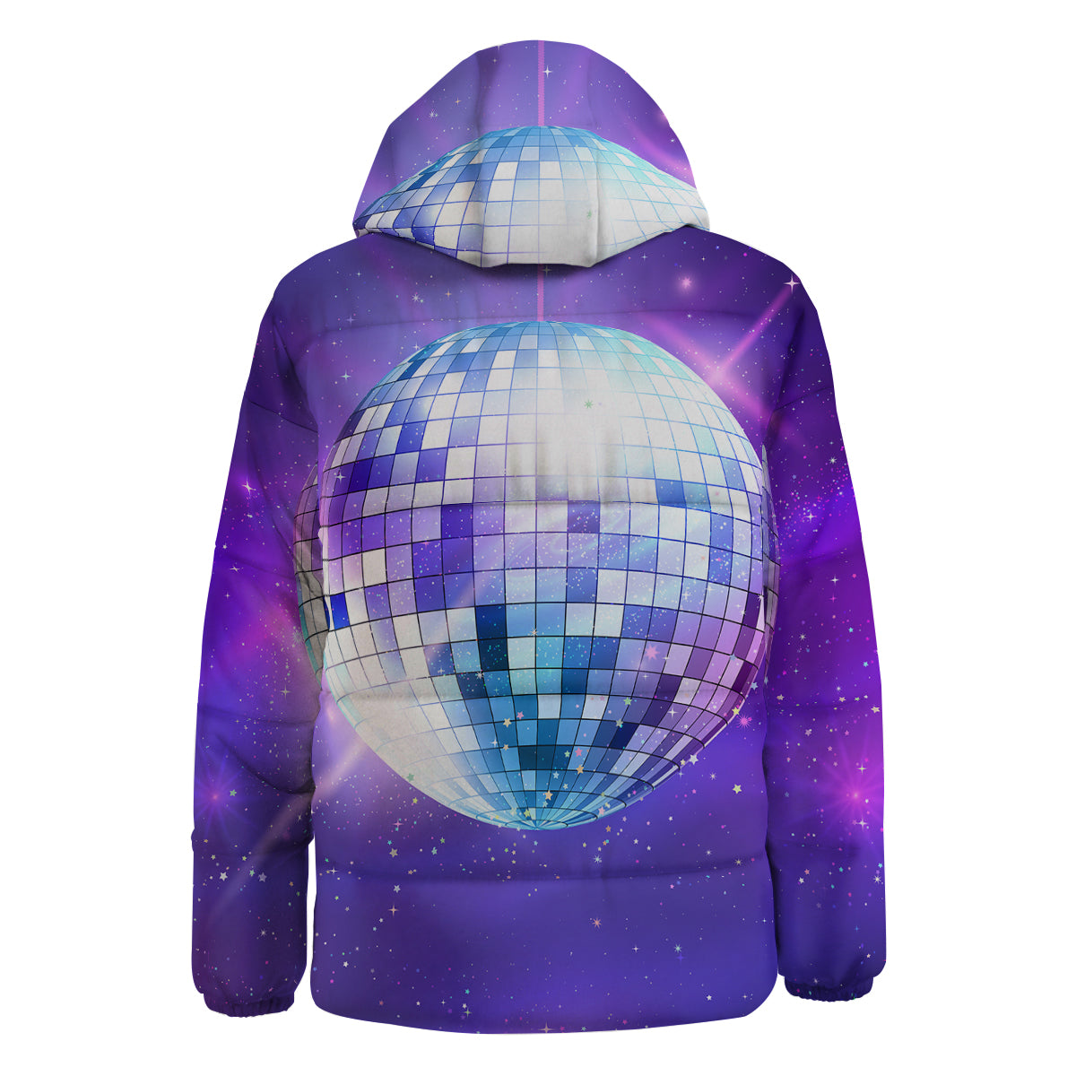 Disco Ball Ultraviolet Print Down Jacket-grizzshop