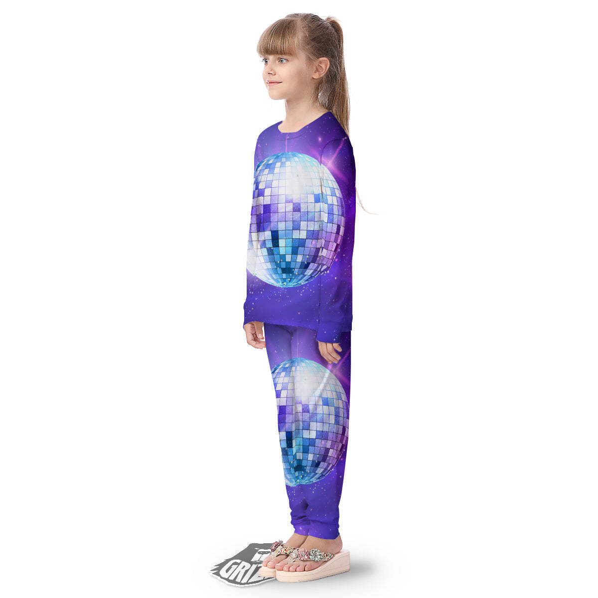 Disco Ball Ultraviolet Print Kid's Pajamas-grizzshop
