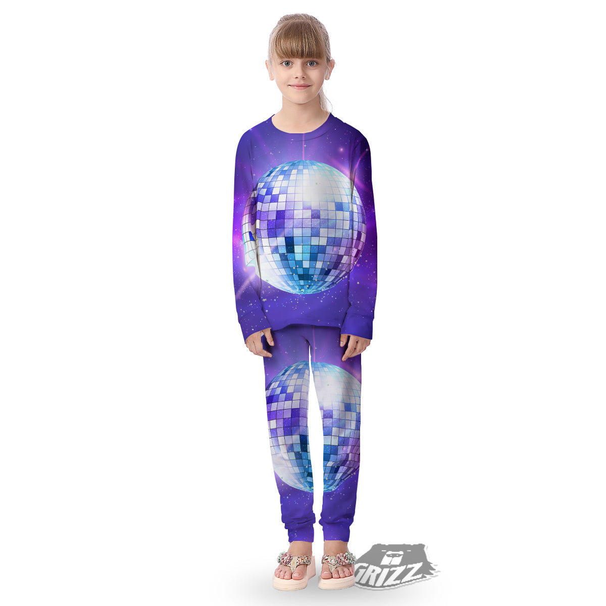 Disco Ball Ultraviolet Print Kid's Pajamas-grizzshop