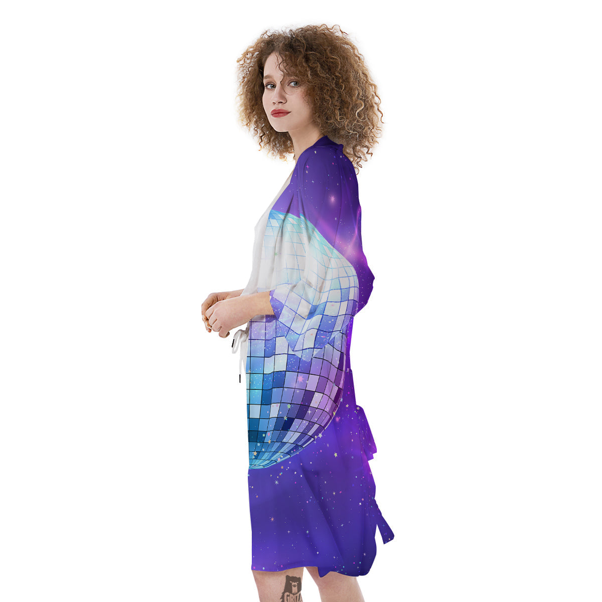Disco Ball Ultraviolet Print Kimono-grizzshop