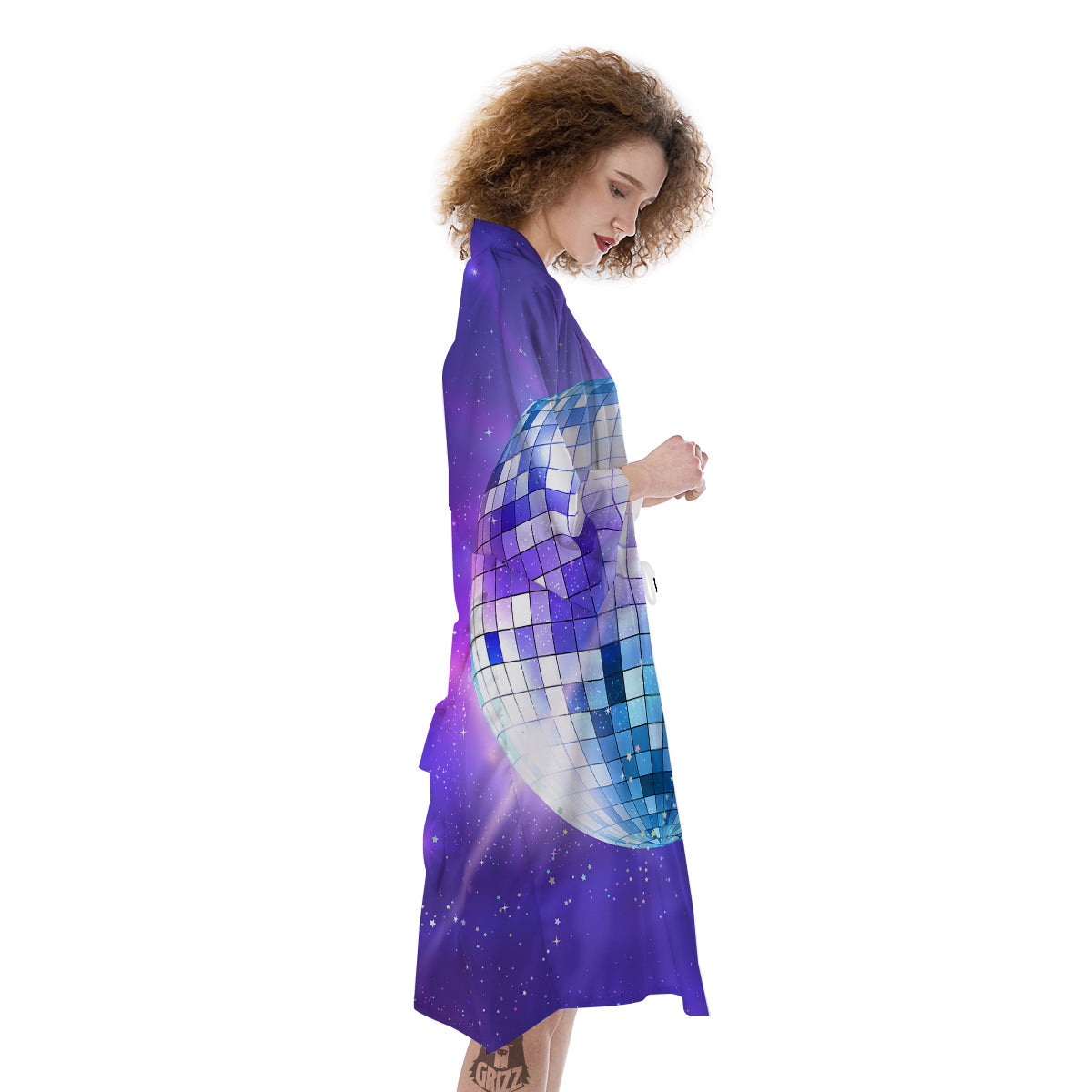Disco Ball Ultraviolet Print Kimono-grizzshop
