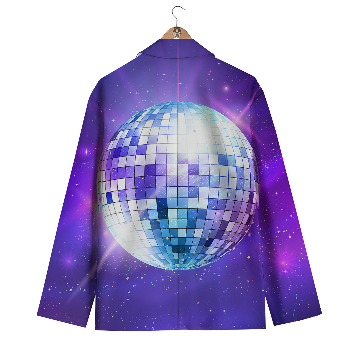 Disco Ball Ultraviolet Print Men's Blazer-grizzshop