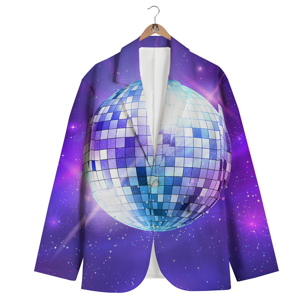 Disco Ball Ultraviolet Print Men's Blazer-grizzshop
