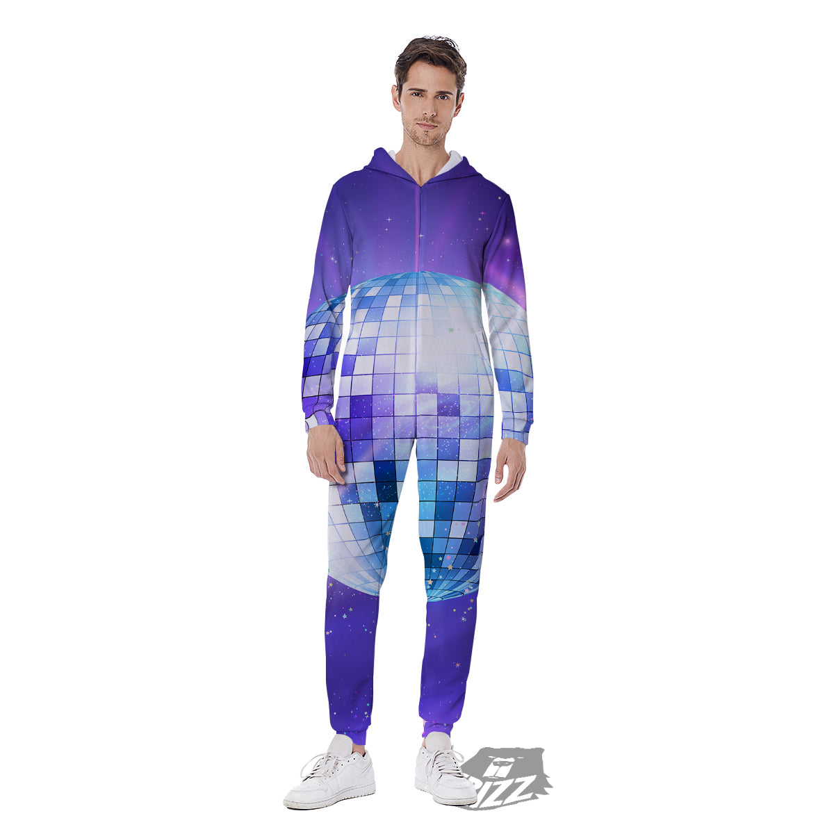 Disco Ball Ultraviolet Print Men's Jumpsuit-grizzshop