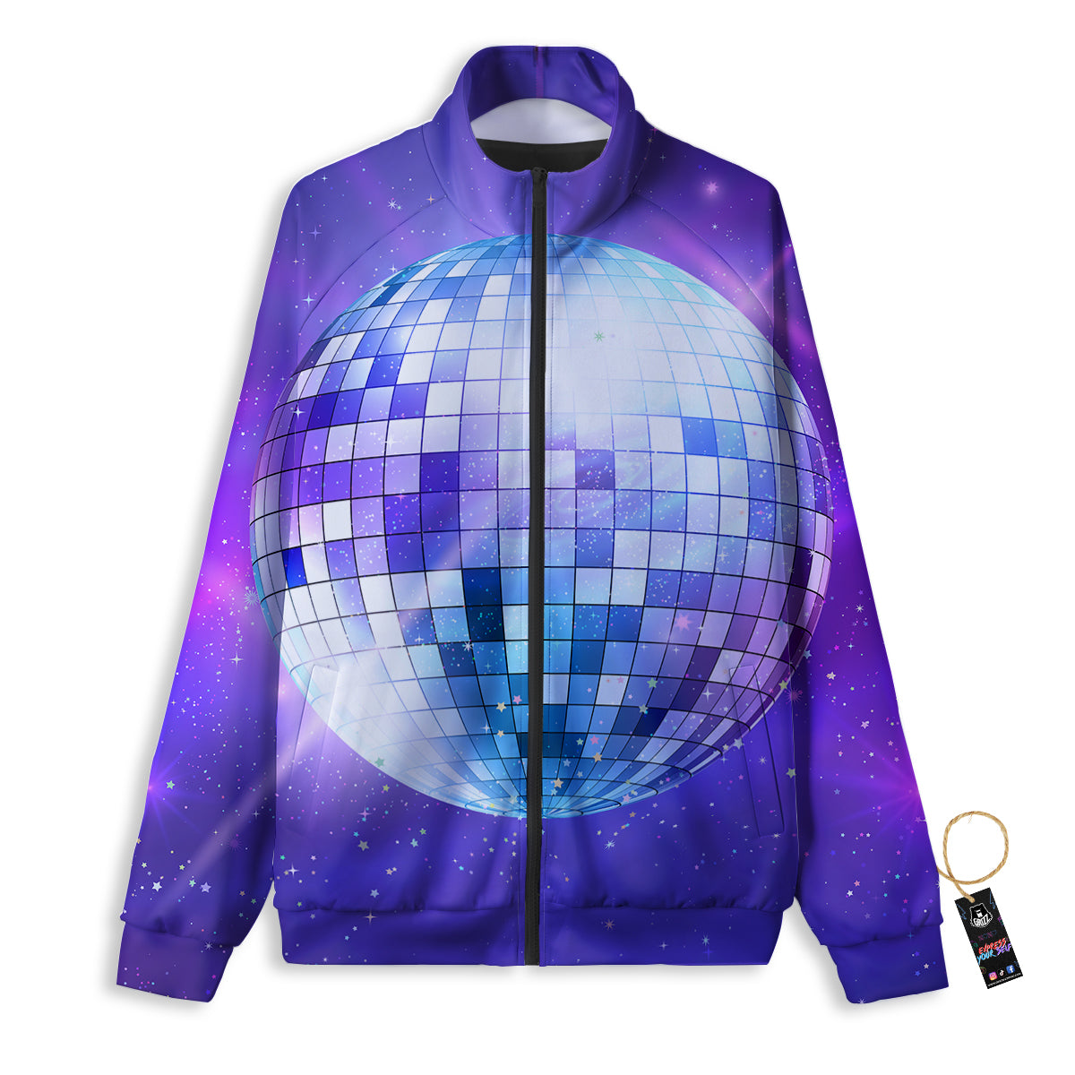 Disco Ball Ultraviolet Print Track Jacket-grizzshop