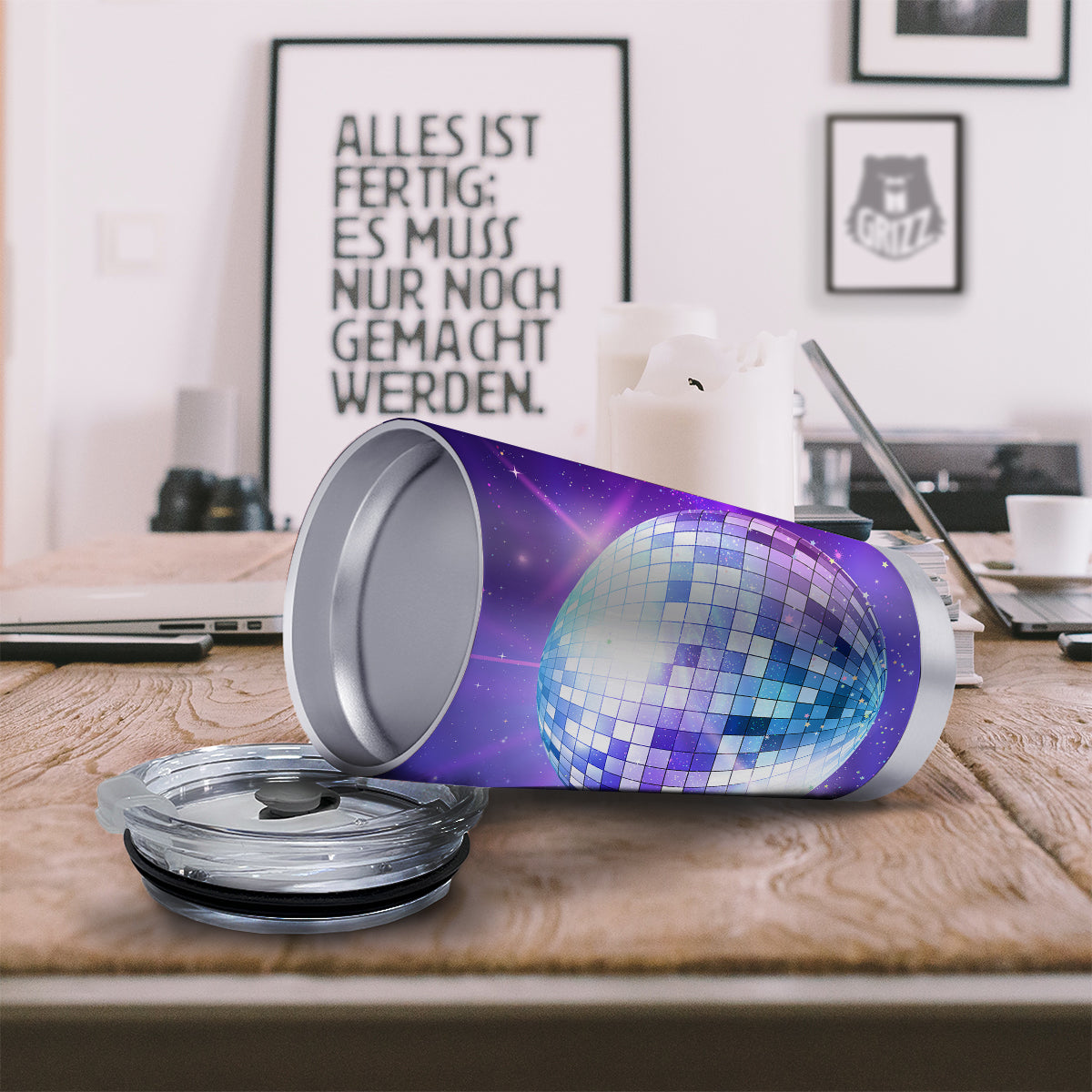 Disco Ball Ultraviolet Print Tumbler-grizzshop
