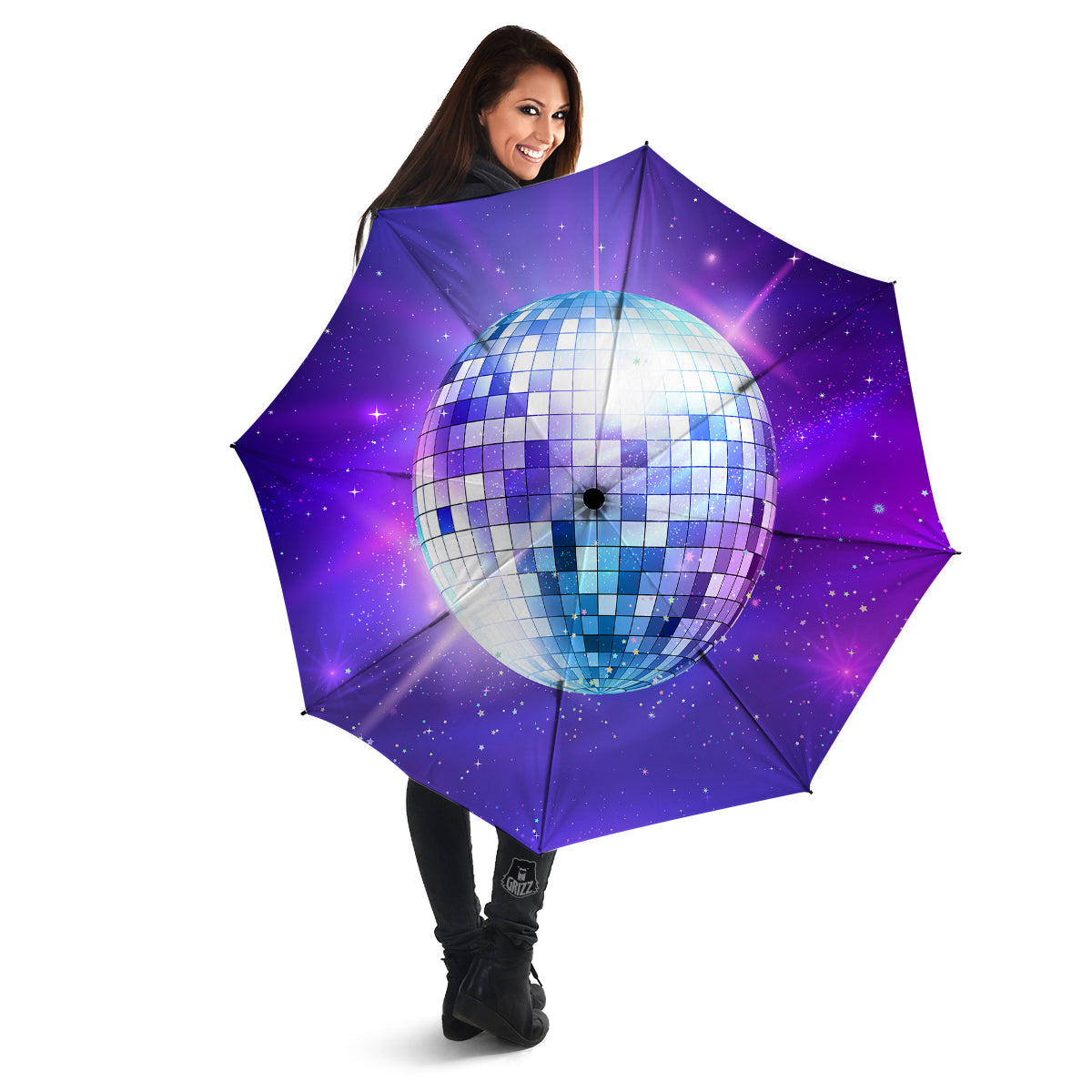 Disco Ball Ultraviolet Print Umbrella-grizzshop