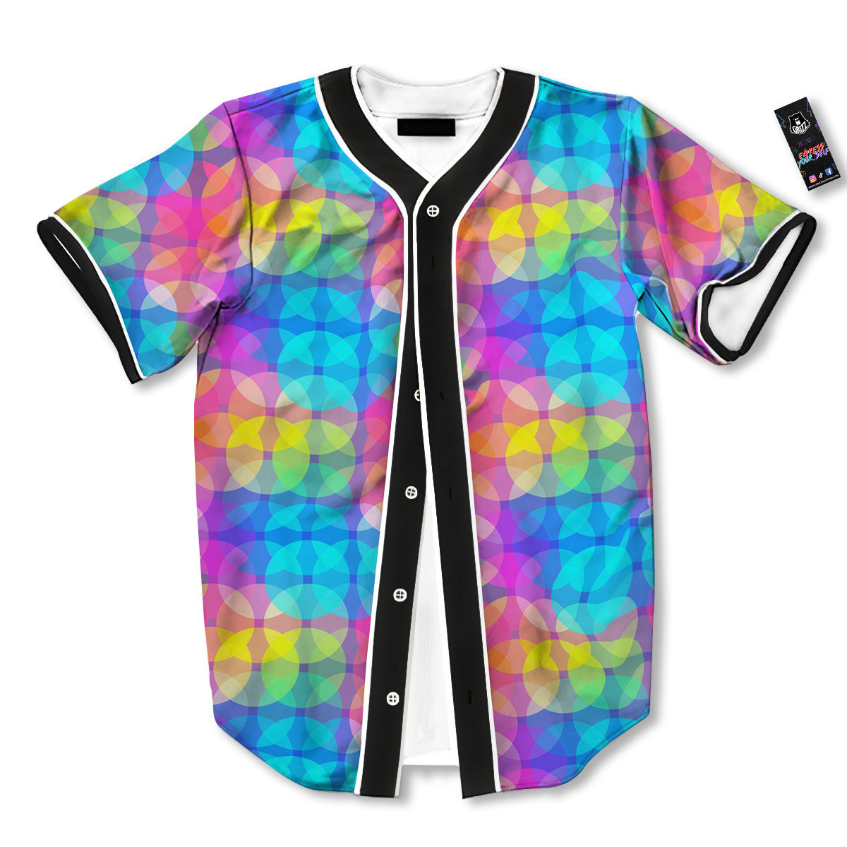Disco Lights Colorful Print Pattern Baseball Jersey-grizzshop
