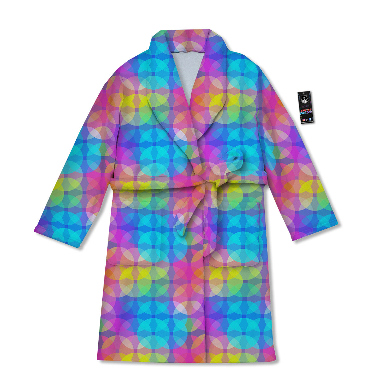 Disco Lights Colorful Print Pattern Bathrobe-grizzshop