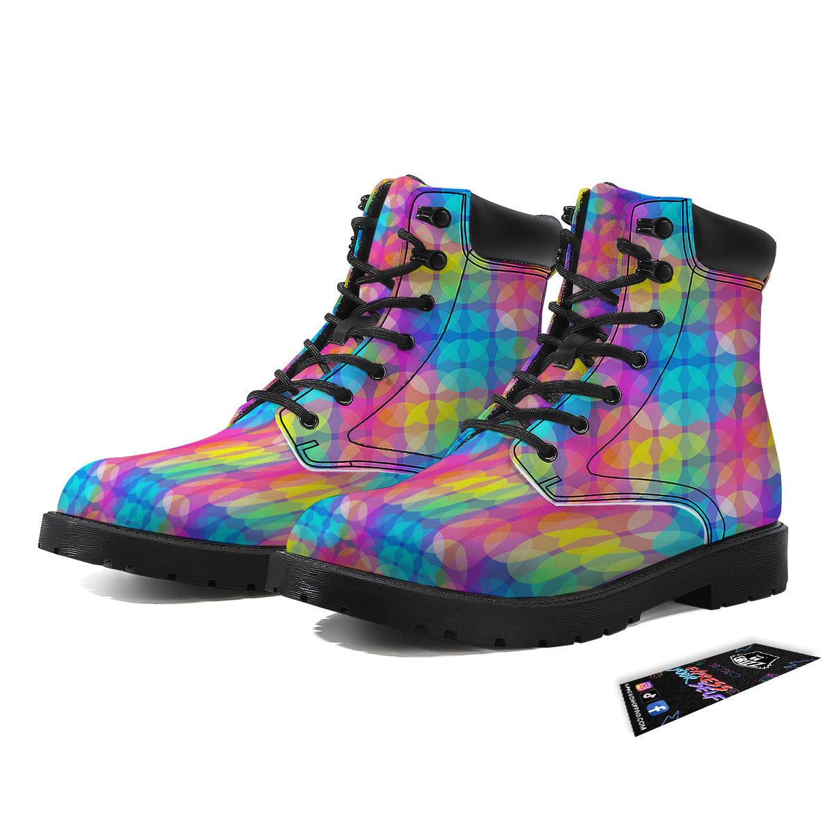 Disco Lights Colorful Print Pattern Boots-grizzshop