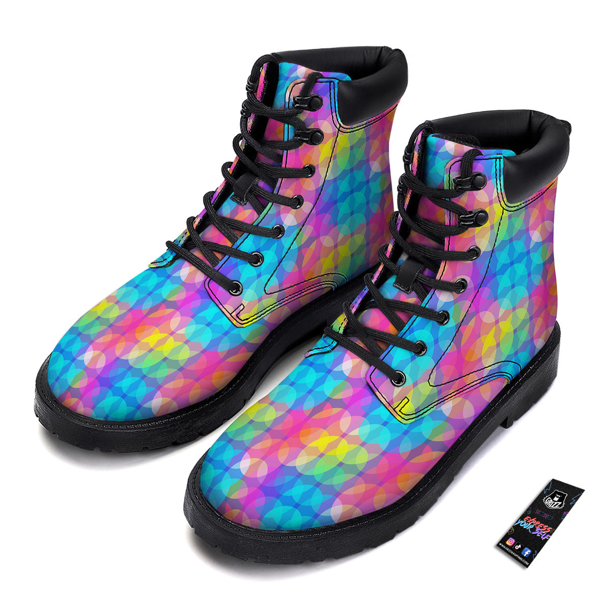 Disco Lights Colorful Print Pattern Boots-grizzshop