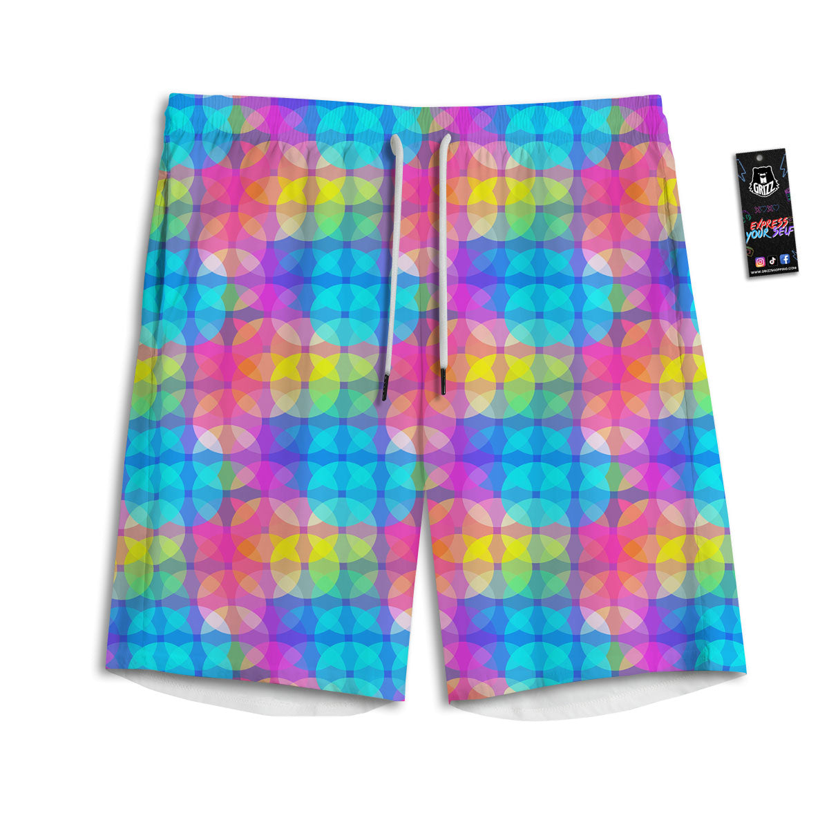 Disco Lights Colorful Print Pattern Men's Athletic Shorts