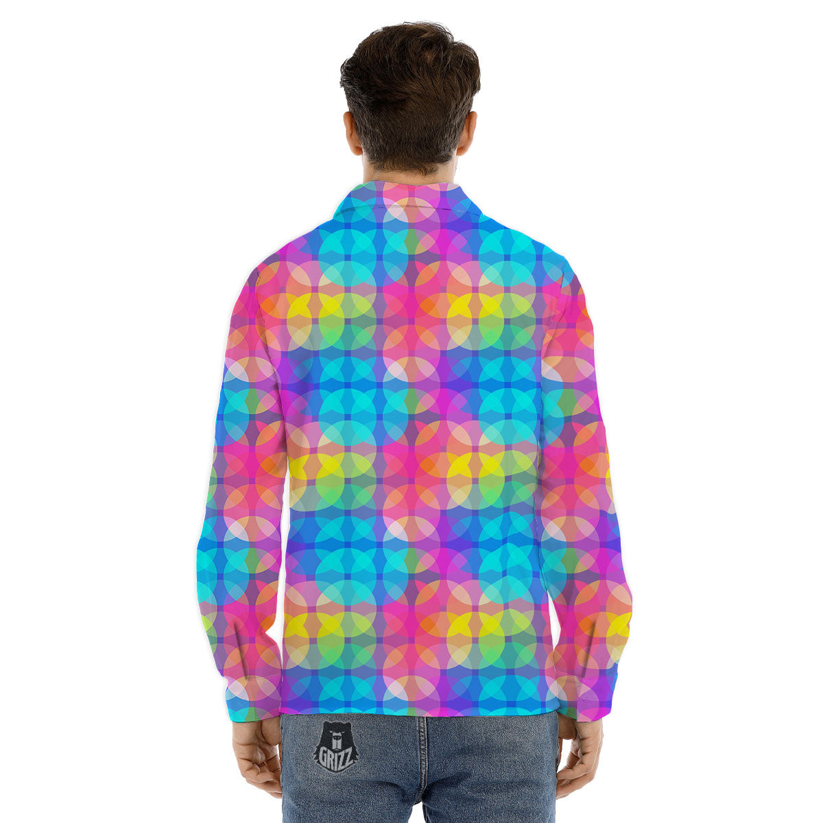 Disco Lights Colorful Print Pattern Men's Dress Shirts-grizzshop