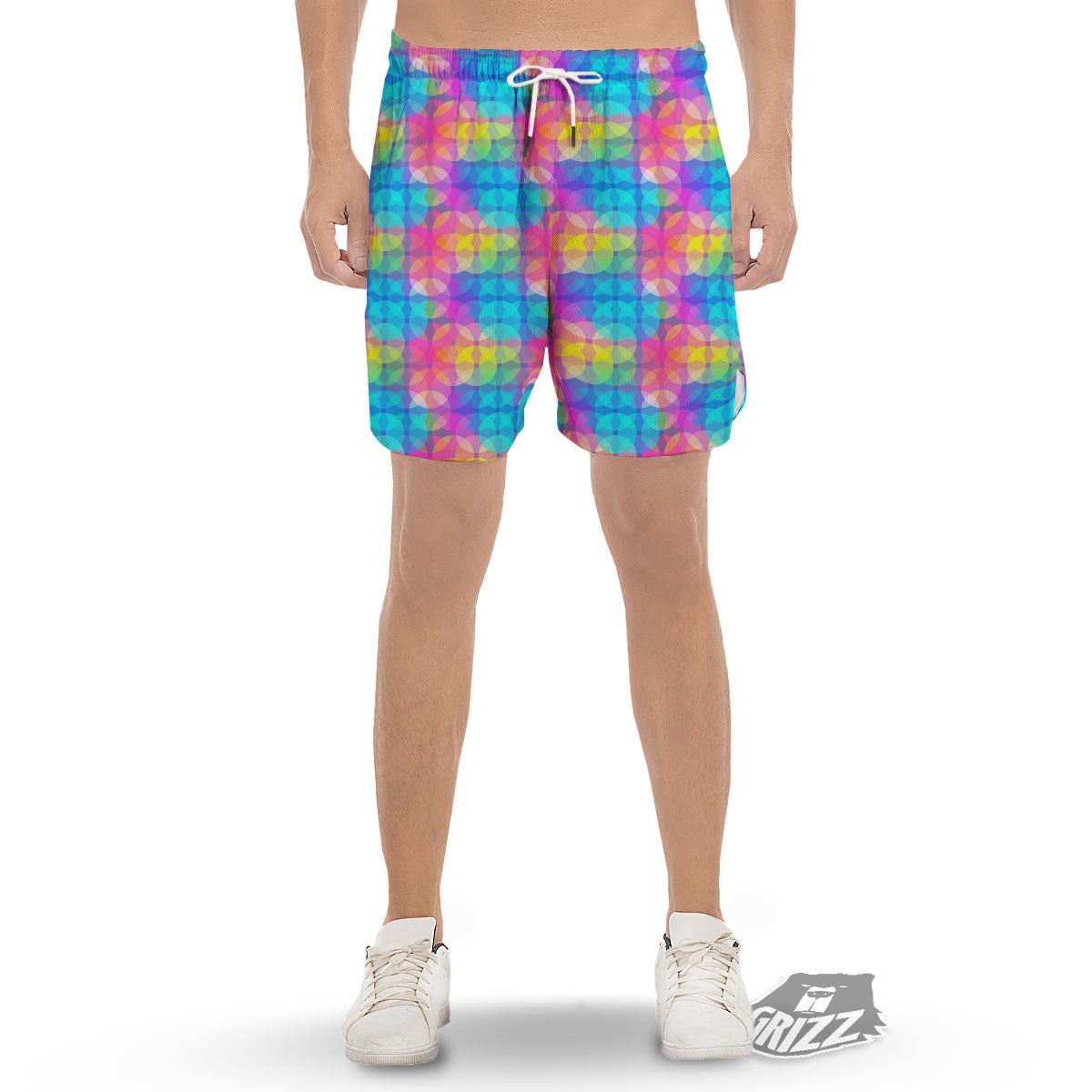 Disco Lights Colorful Print Pattern Men's Gym Shorts-grizzshop