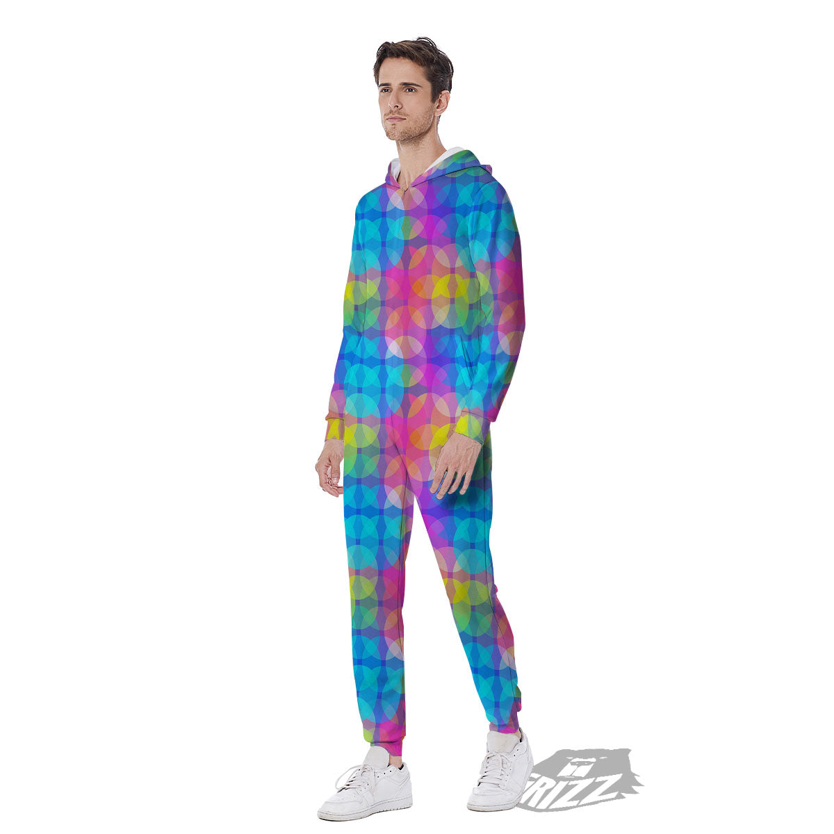 Disco Lights Colorful Print Pattern Men's Jumpsuit-grizzshop