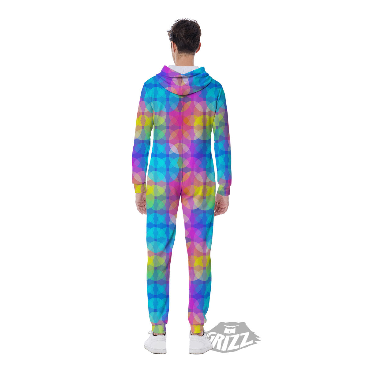 Disco Lights Colorful Print Pattern Men's Jumpsuit-grizzshop