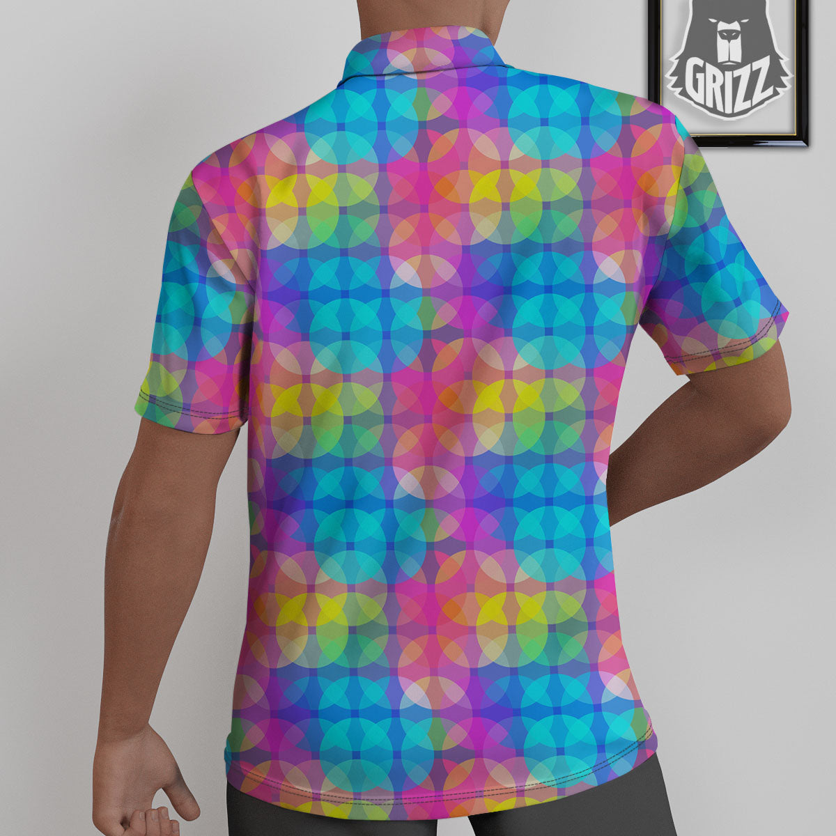 Disco Lights Colorful Print Pattern Untucked Shirts-grizzshop