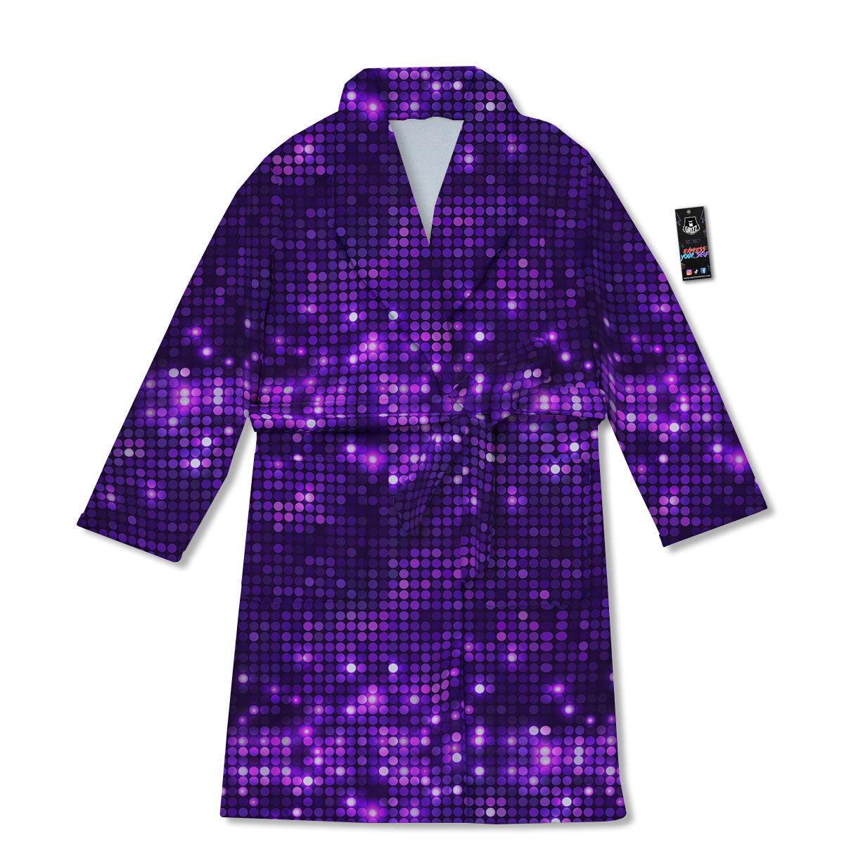 Disco Lights Purple Print Pattern Bathrobe-grizzshop