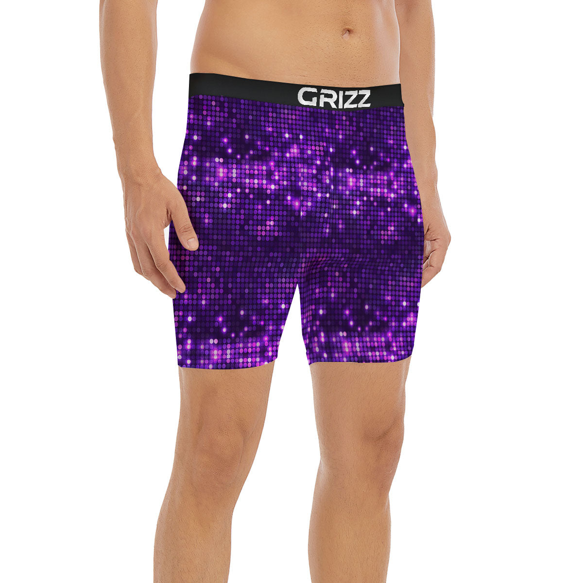 Disco Lights Purple Print Pattern Boxer Briefs-grizzshop