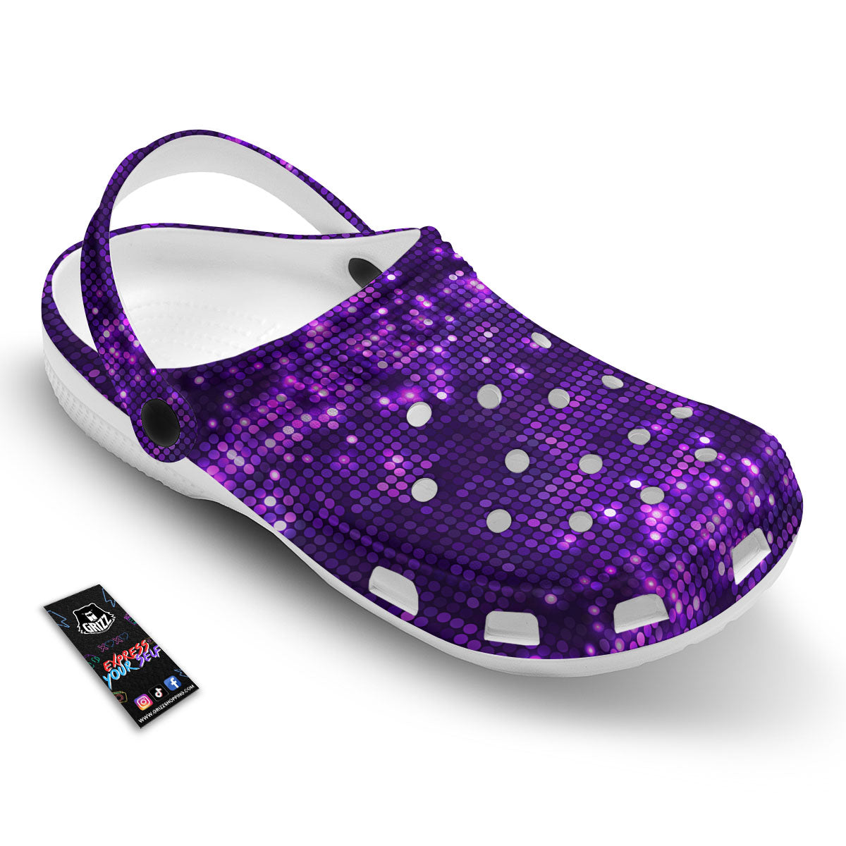 Disco Lights Purple Print Pattern Clog-grizzshop