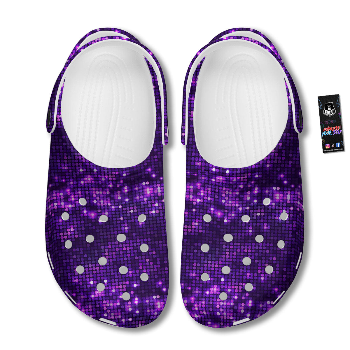 Disco Lights Purple Print Pattern Clog-grizzshop