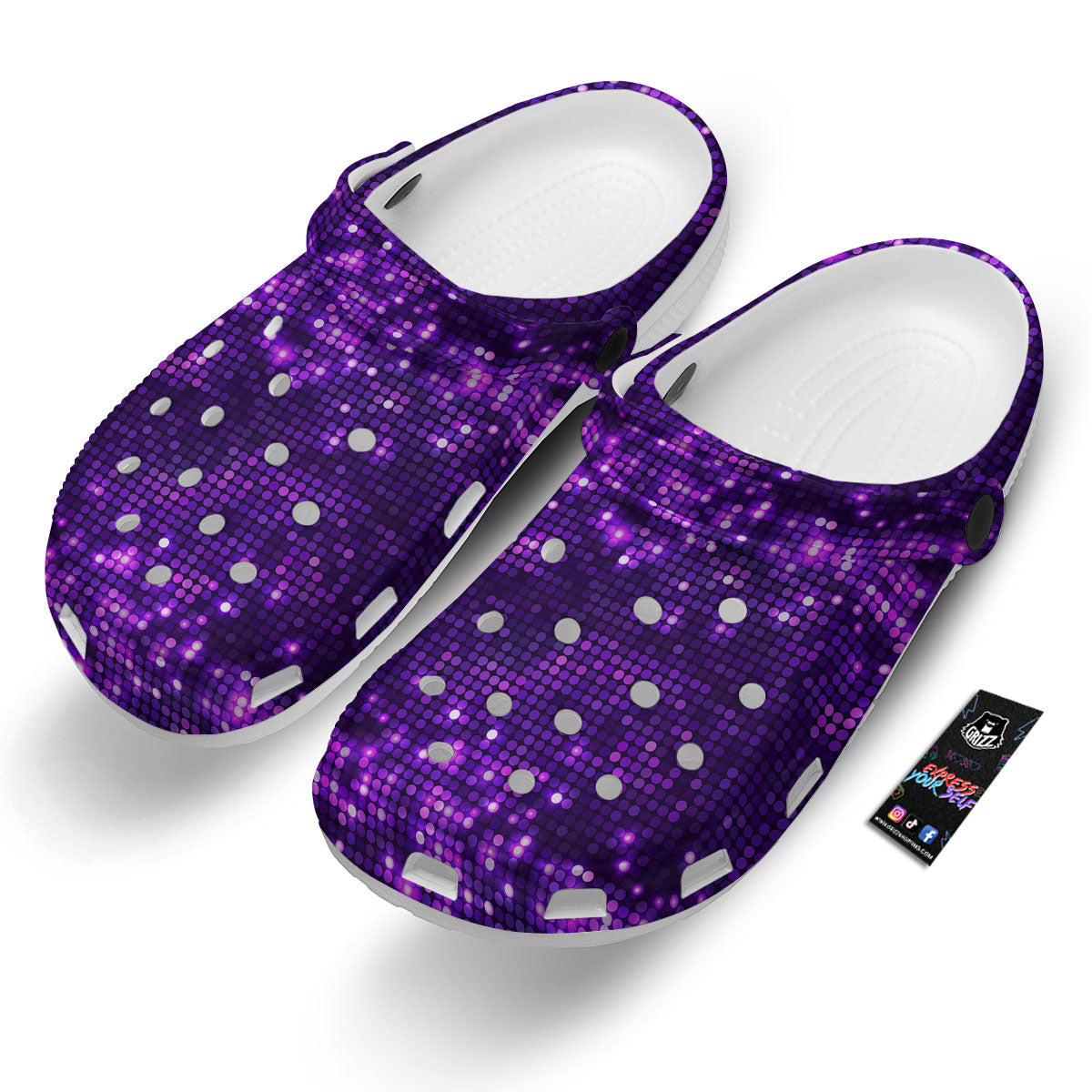 Disco Lights Purple Print Pattern Clog-grizzshop