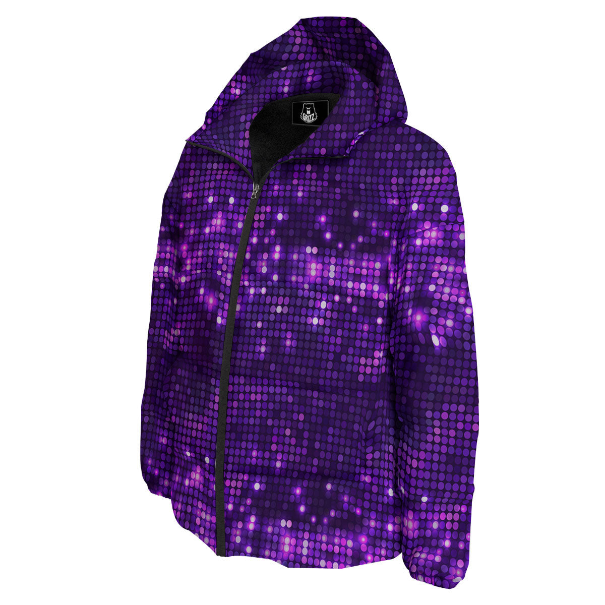 Disco Lights Purple Print Pattern Down Jacket-grizzshop