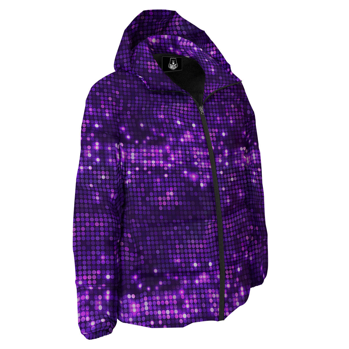 Disco Lights Purple Print Pattern Down Jacket-grizzshop