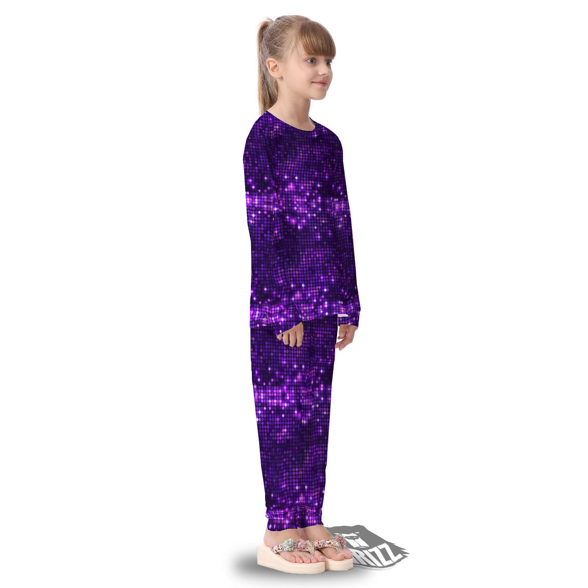 Disco Lights Purple Print Pattern Kid's Pajamas-grizzshop