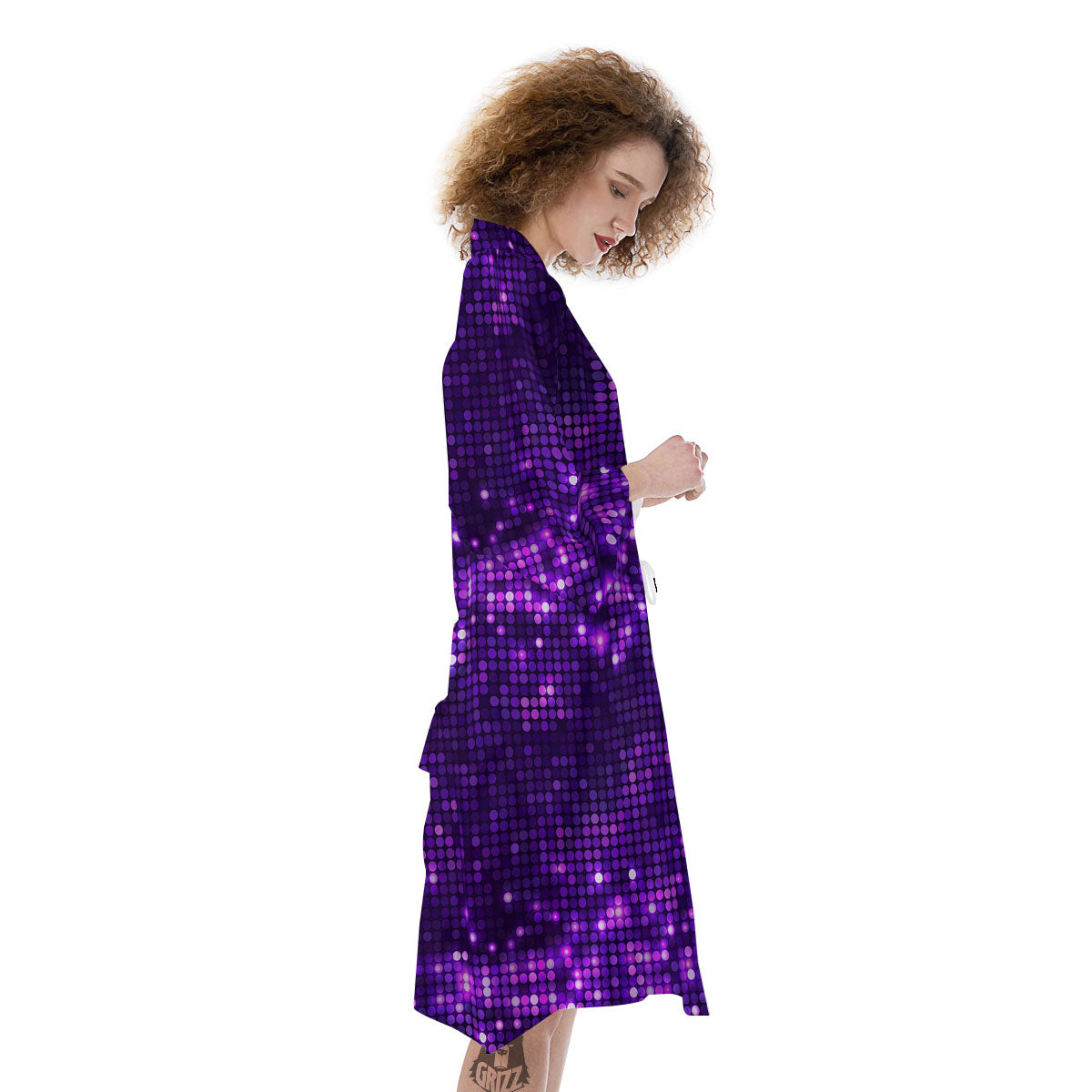 Disco Lights Purple Print Pattern Kimono-grizzshop