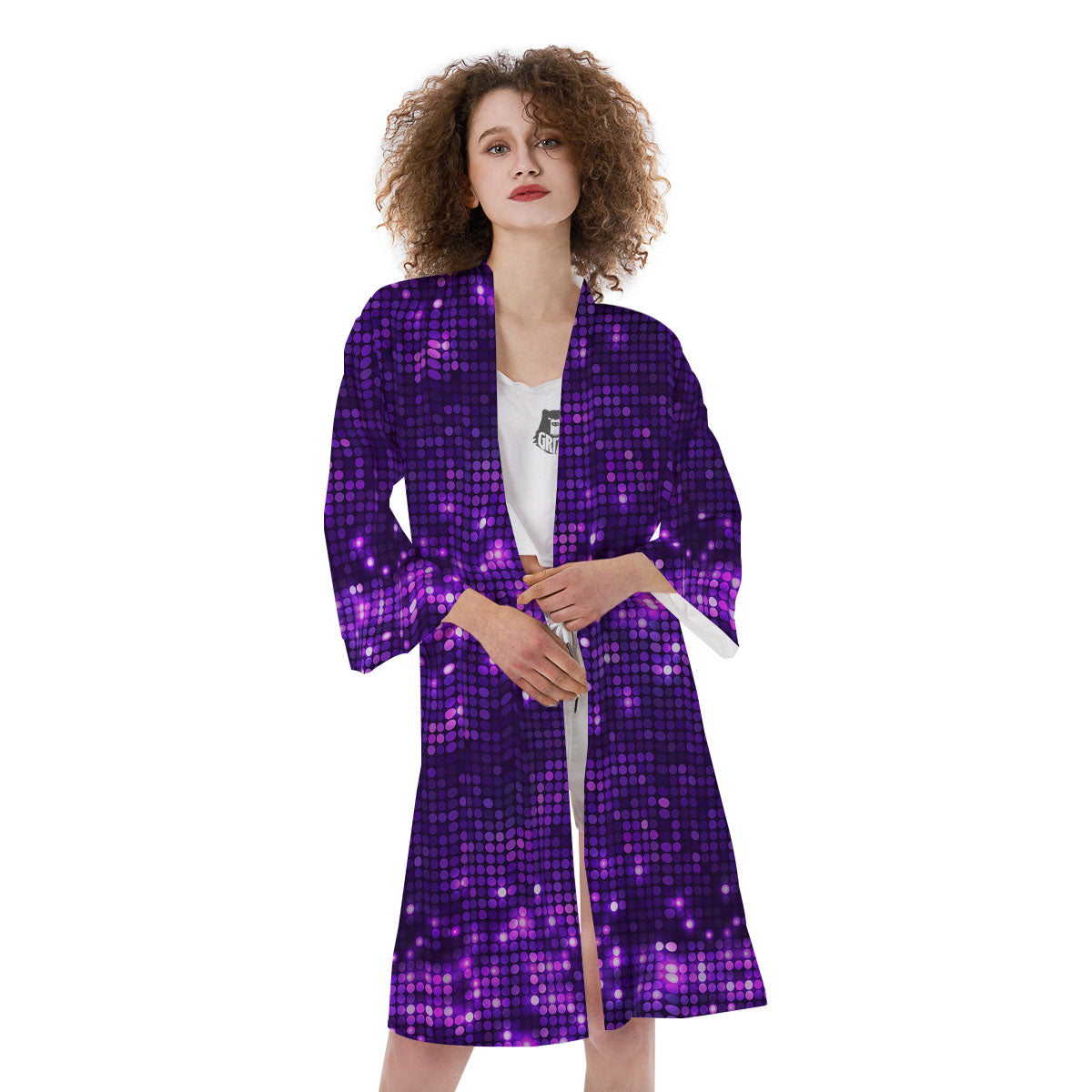 Disco Lights Purple Print Pattern Kimono-grizzshop