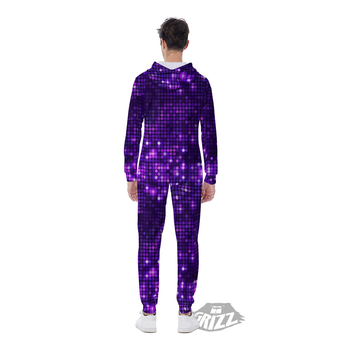 Disco Lights Purple Print Pattern Men's Jumpsuit-grizzshop