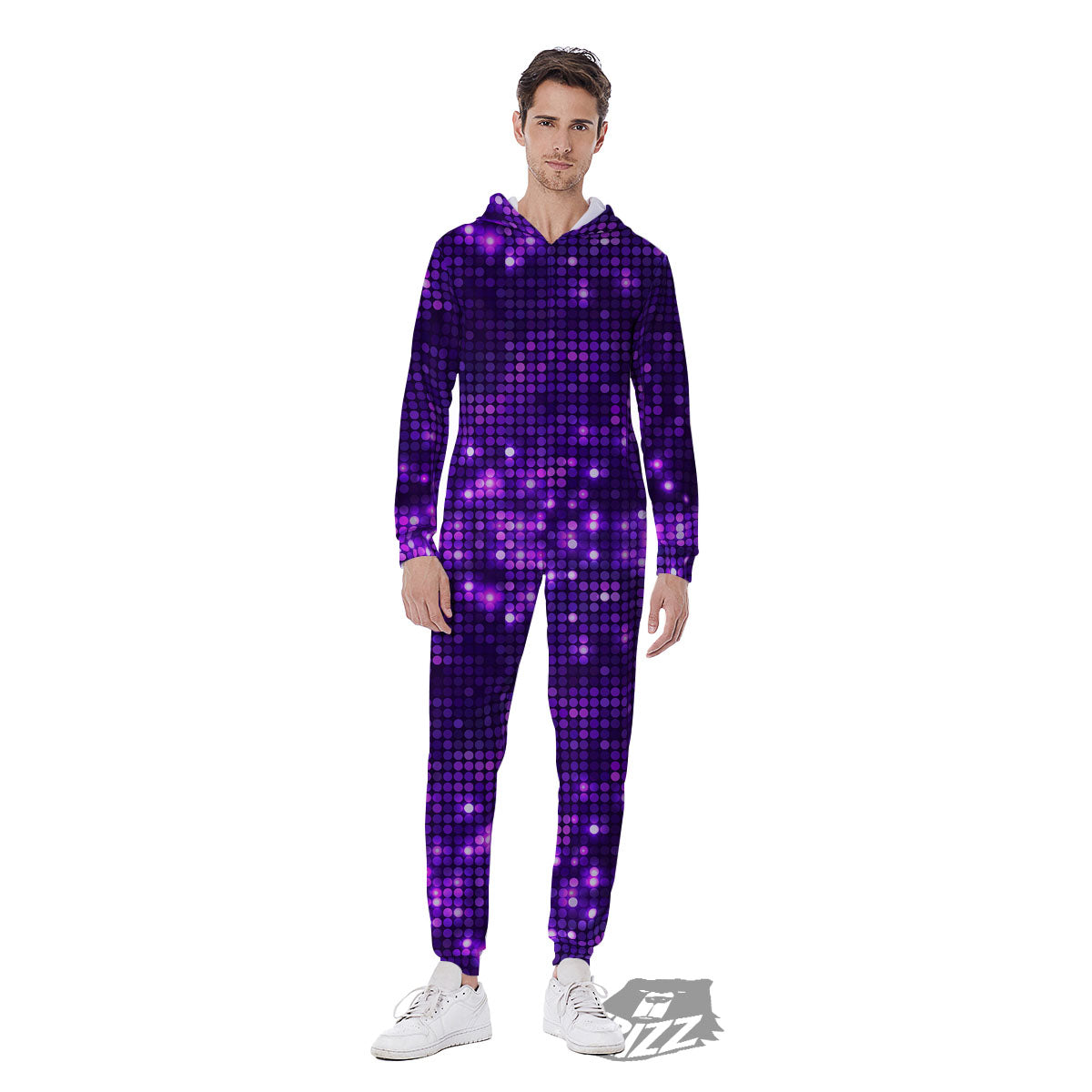 Disco Lights Purple Print Pattern Men's Jumpsuit-grizzshop