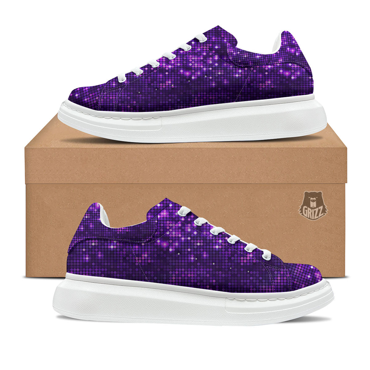 Disco Lights Purple Print Pattern Platform Shoes-grizzshop