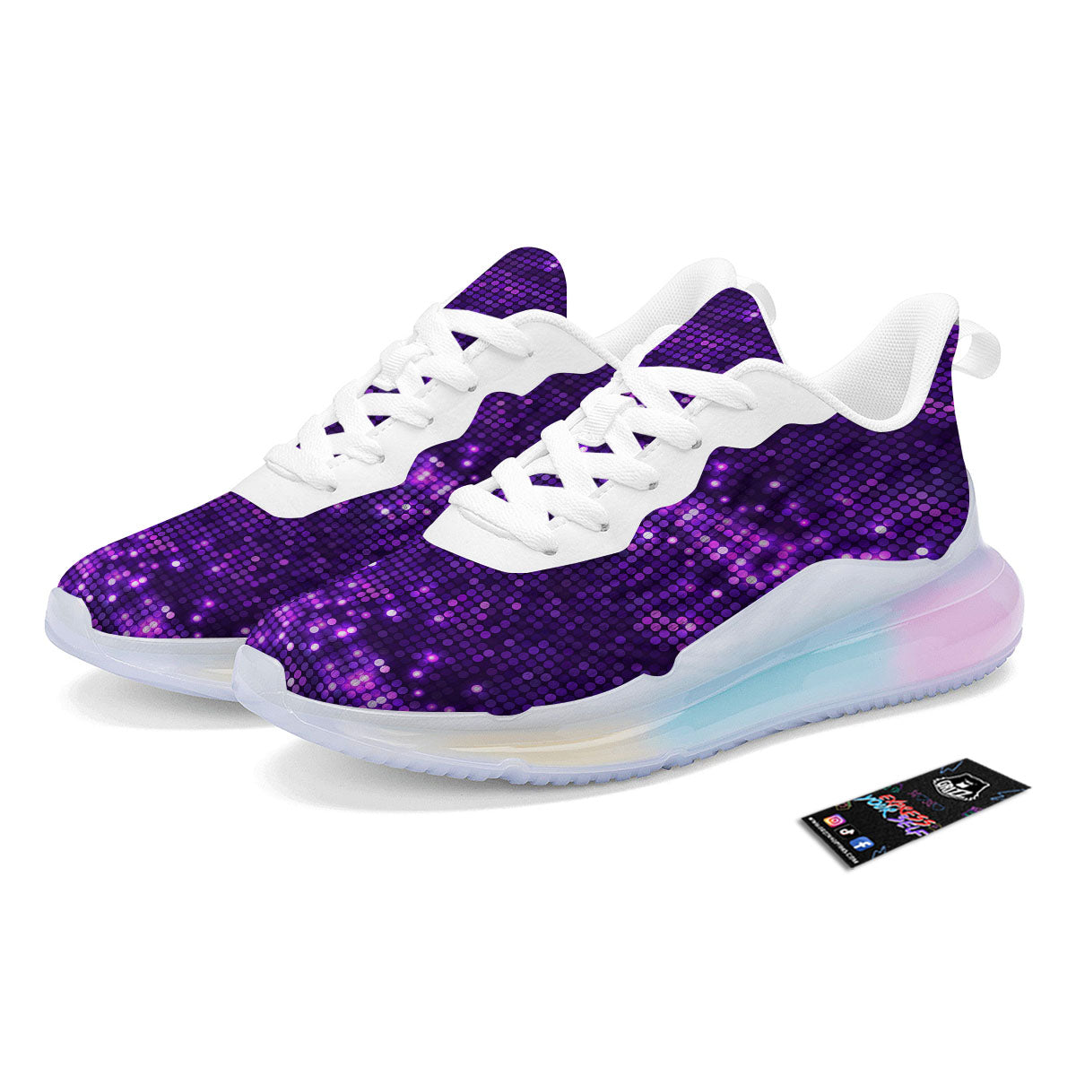 Disco Lights Purple Print Pattern Running Sneakers-grizzshop