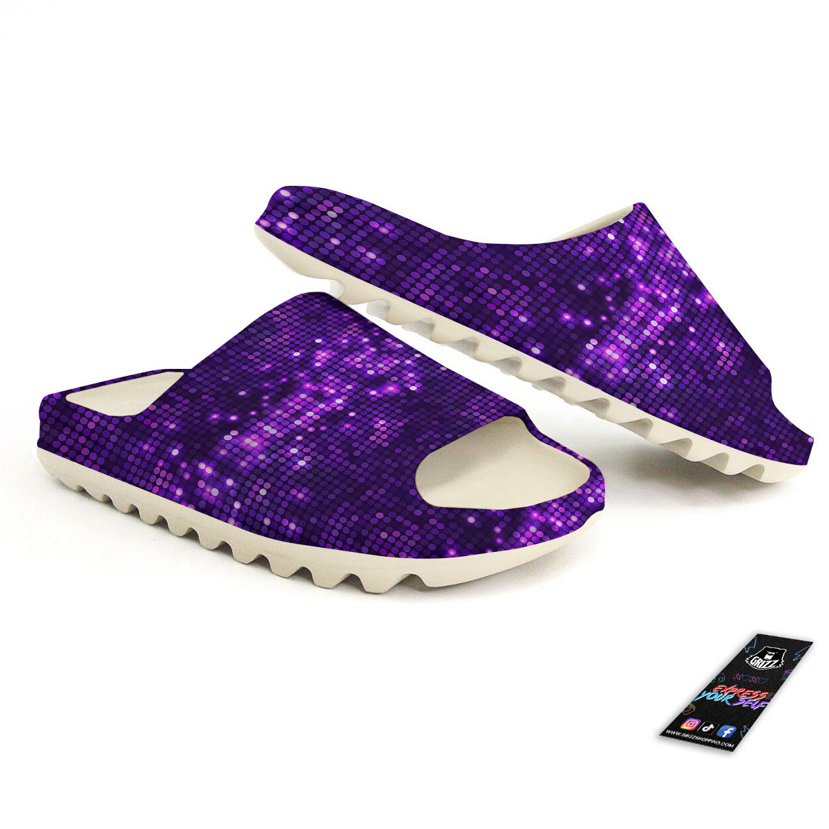 Disco Lights Purple Print Pattern Sandals-grizzshop