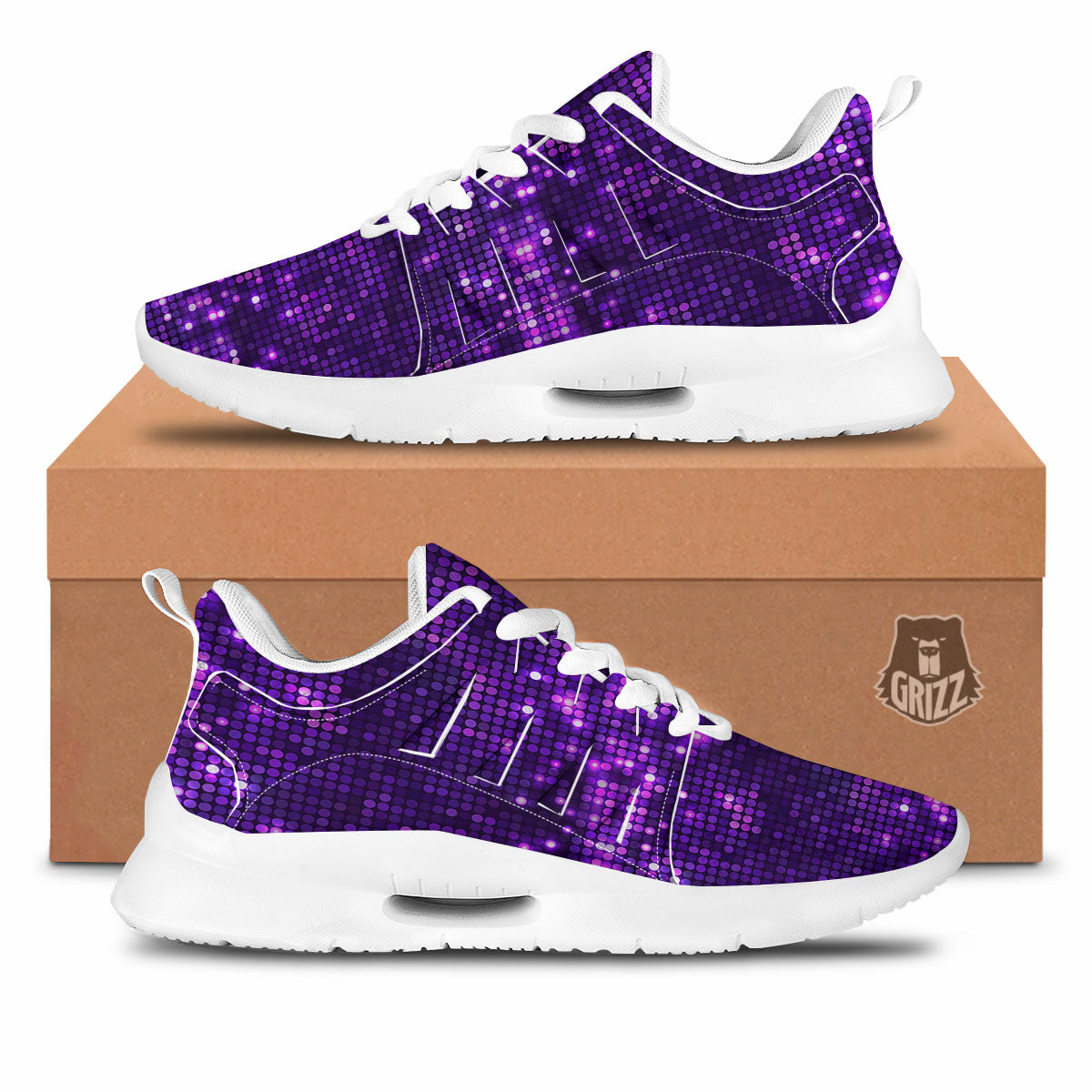 Disco Lights Purple Print Pattern Tennis Shoes-grizzshop