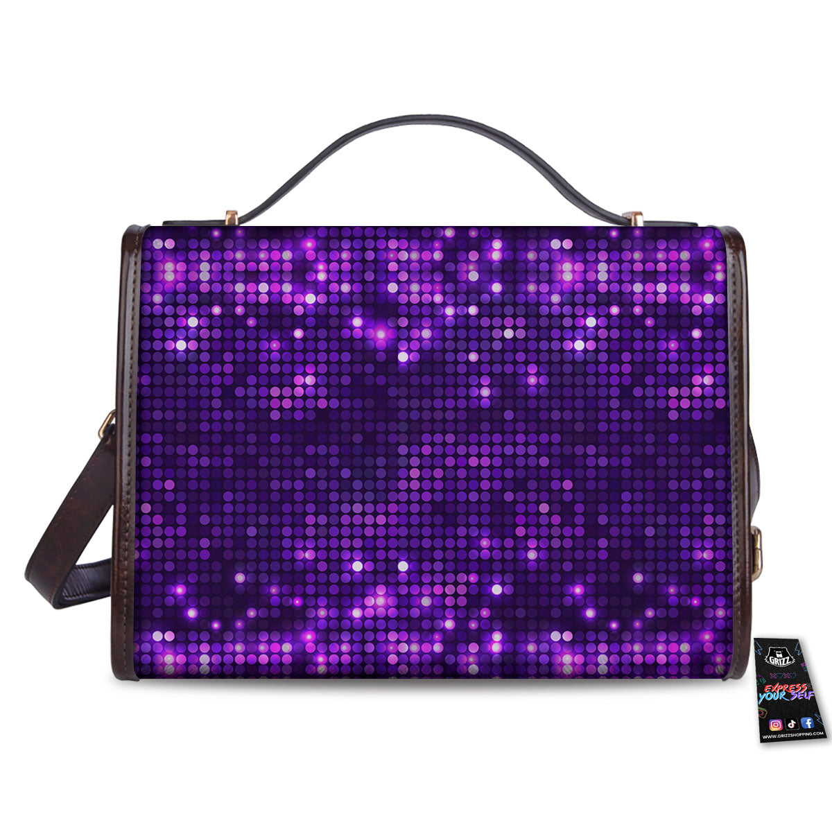 Disco Lights Purple Print Pattern Women's Satchel Bag-grizzshop