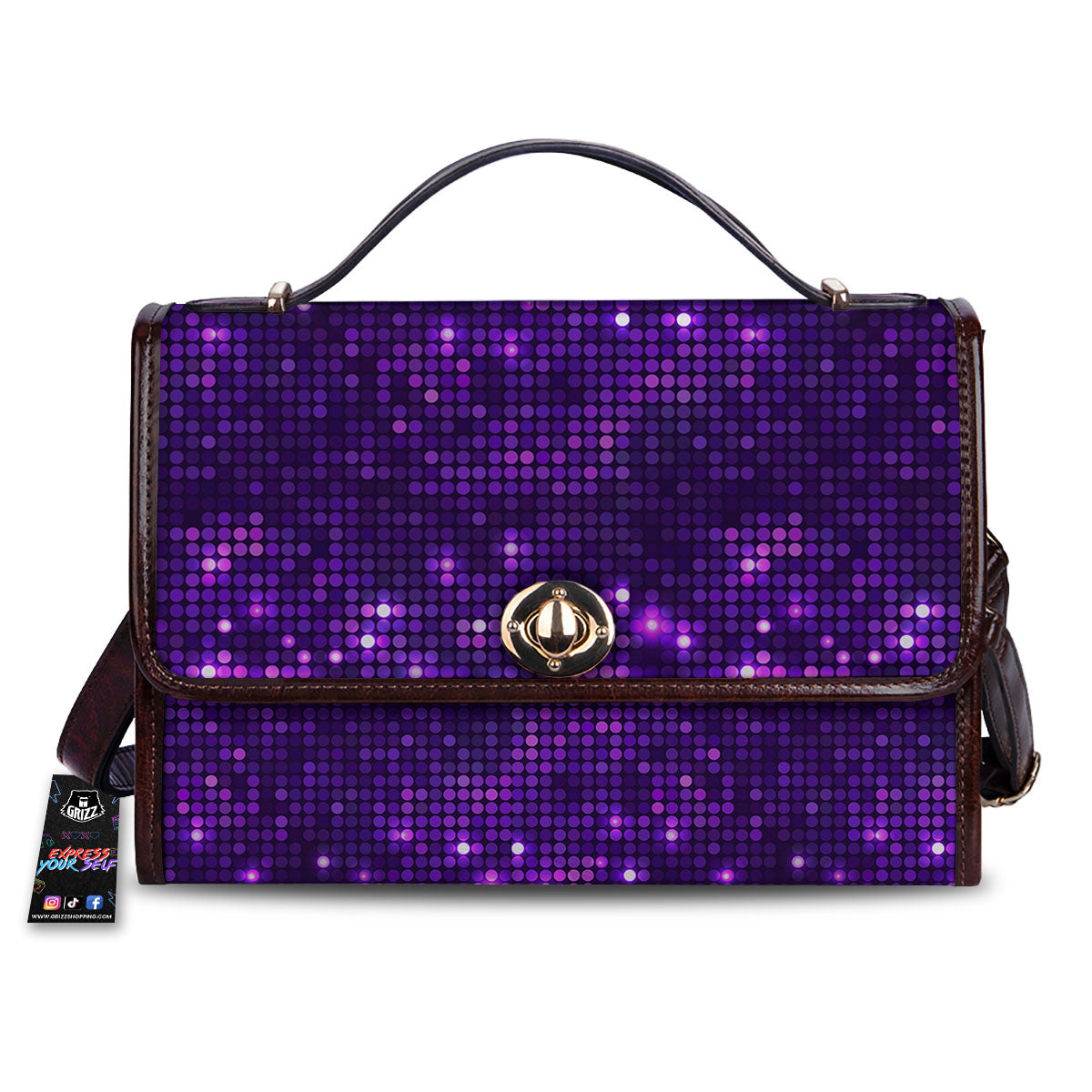 Disco Lights Purple Print Pattern Women's Satchel Bag-grizzshop