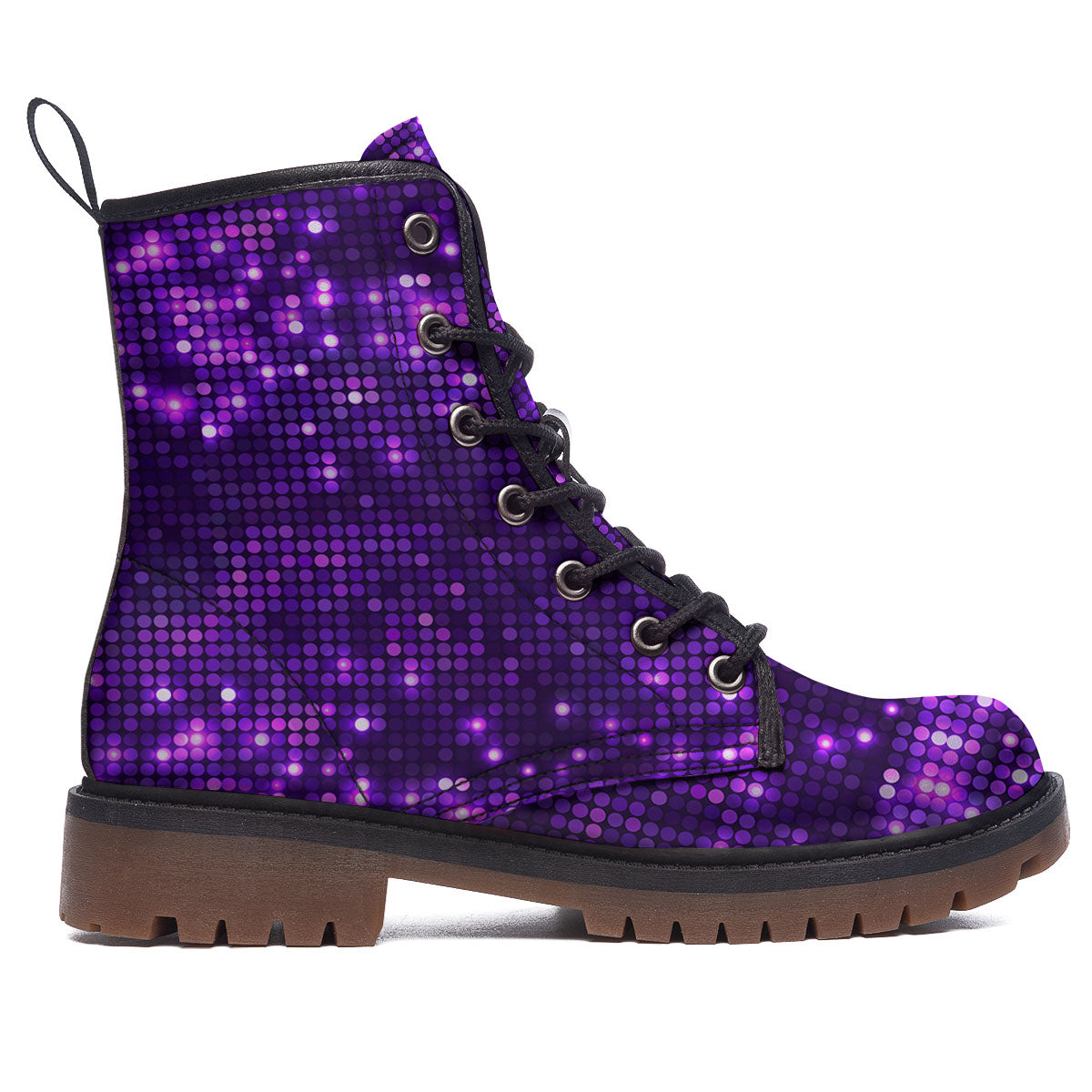 Disco Lights Purple Print Pattern Work Boots-grizzshop