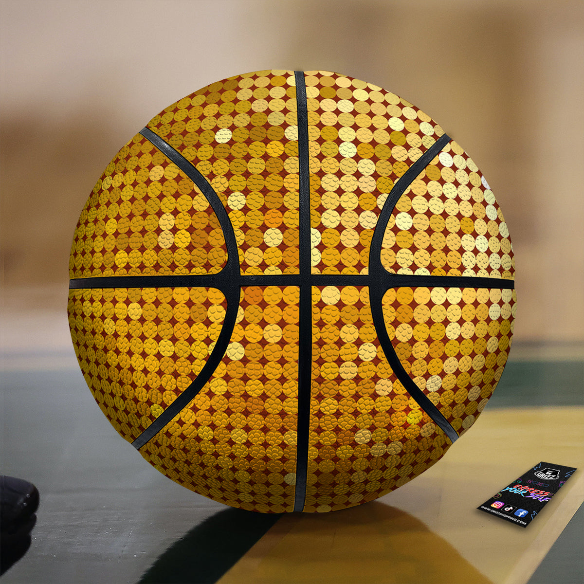 Disco Shiny Golden Texture Print Basketball-grizzshop