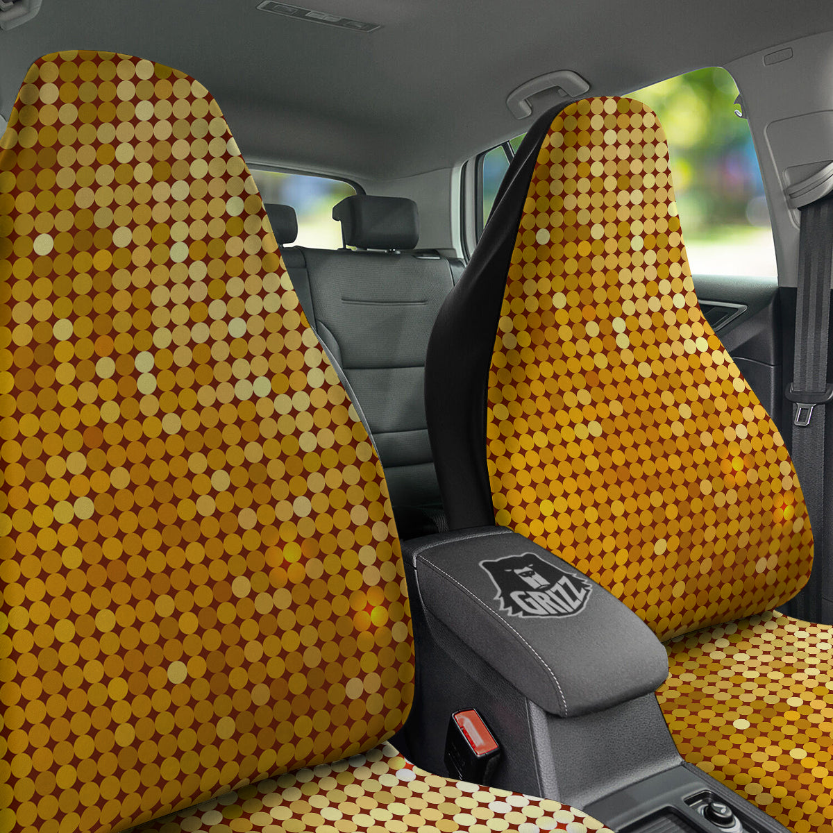 Disco Shiny Golden Texture Print Car Seat Covers-grizzshop