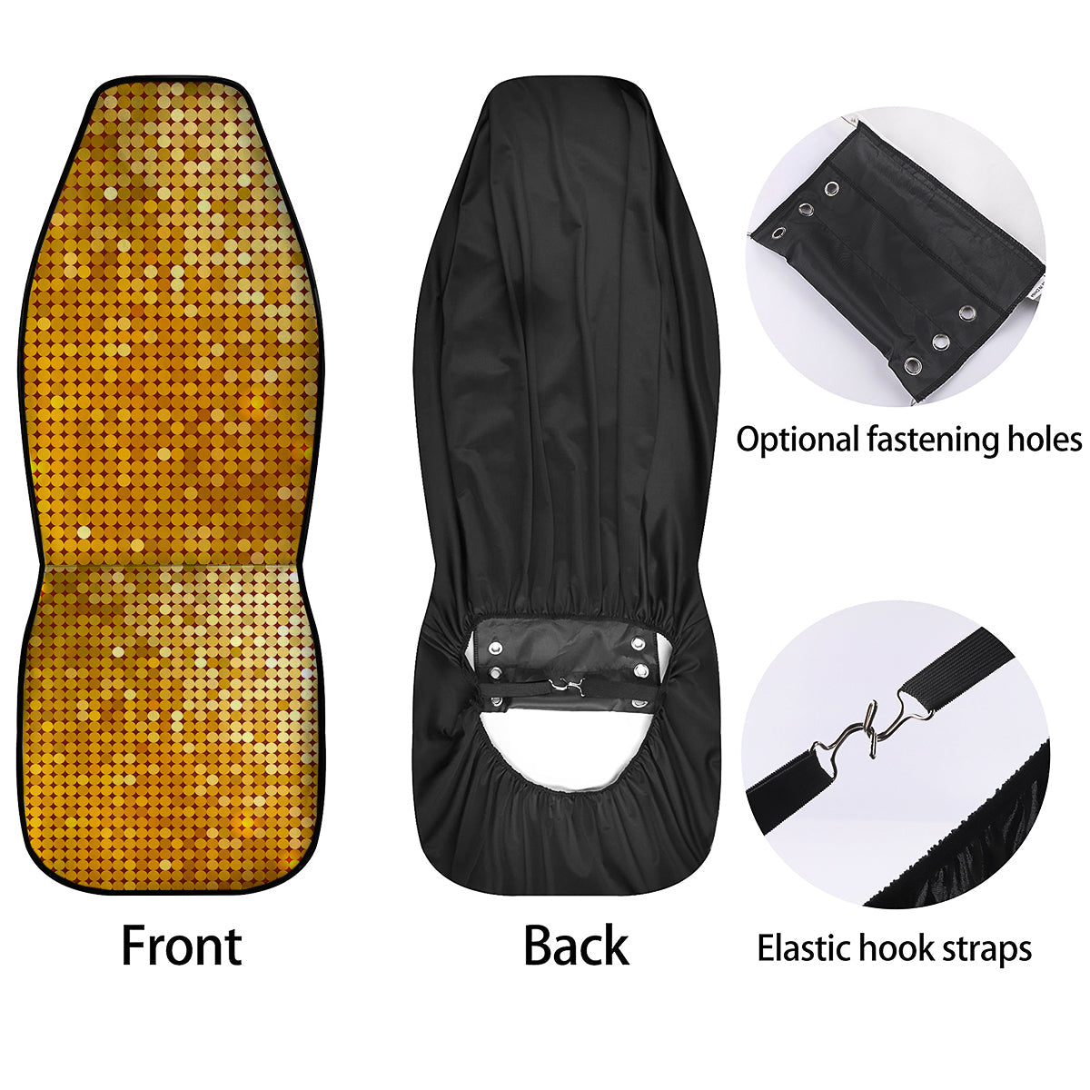 Disco Shiny Golden Texture Print Car Seat Covers-grizzshop