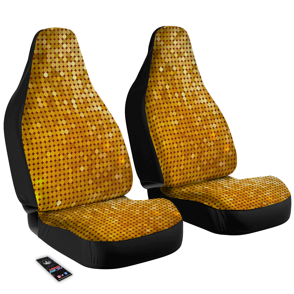 Disco Shiny Golden Texture Print Car Seat Covers-grizzshop